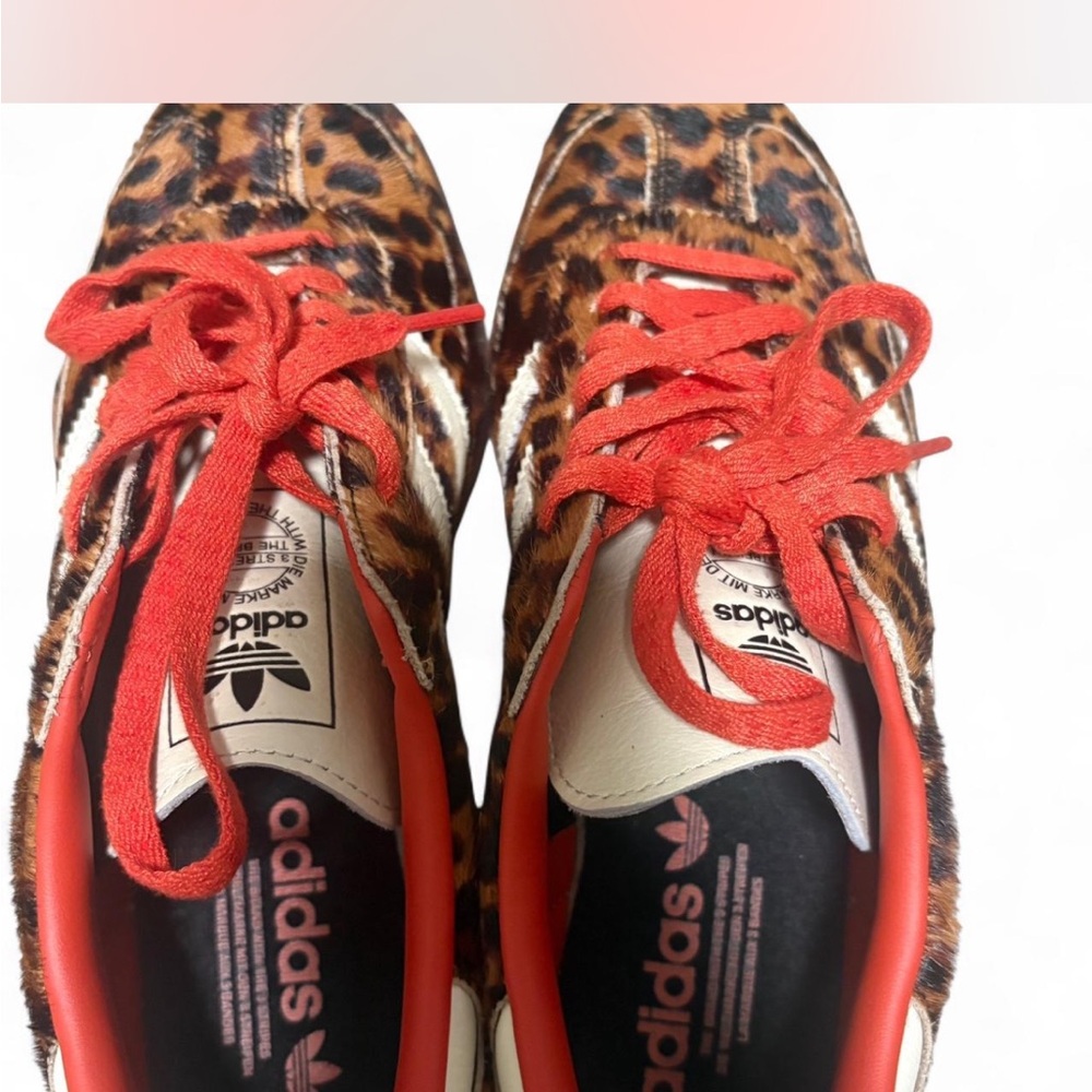 adidas Women’s Leopard Print Sneakers with Red Laces